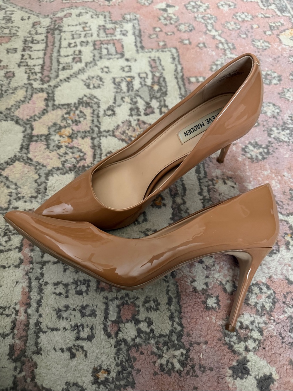 Steve Madden Nude Patent Pointed-Toe Stiletto Pumps